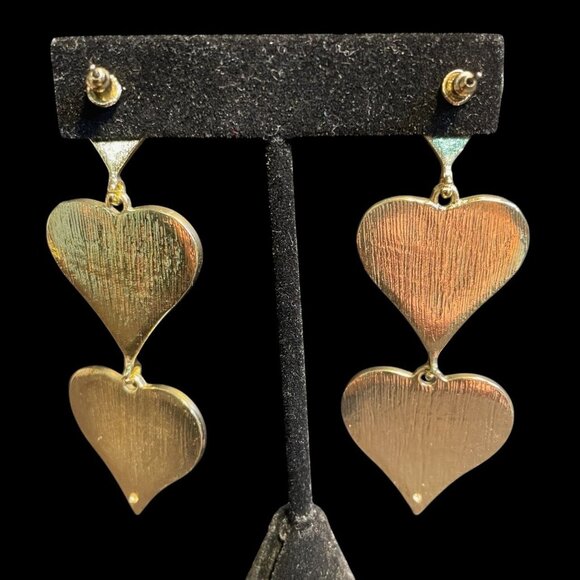 Heart Charm Necklace And Red Triple Heart Drop Earrings Set Trendy Valentine - Picture 9 of 9